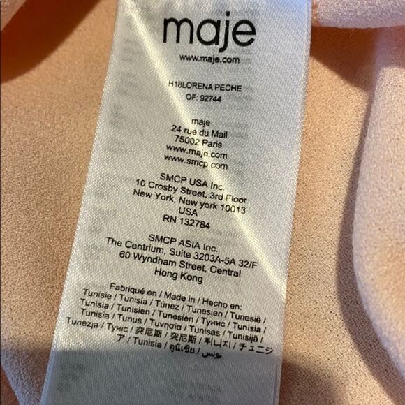 Maje Lorena Asymmetric Ruffle Crepe Top Peach M - Picture 14 of 15